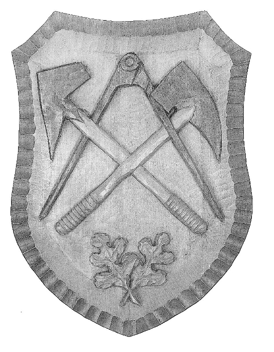 Relief Dachdecker Wappen, Schnitzrohling, 38 cm