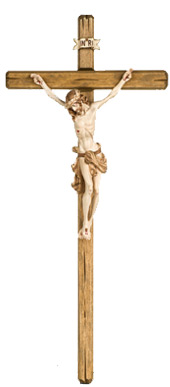 Christus am Kreuz aus Holz geschnitzt