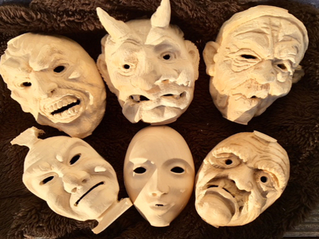 Hexenmaske Walpurgis, Holzrohling zum selber Schnitzen