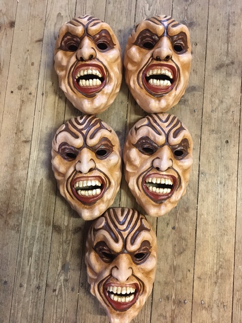 Holzmaske Dämon, Holzrohling zum selber Schnitzen und Gestalten