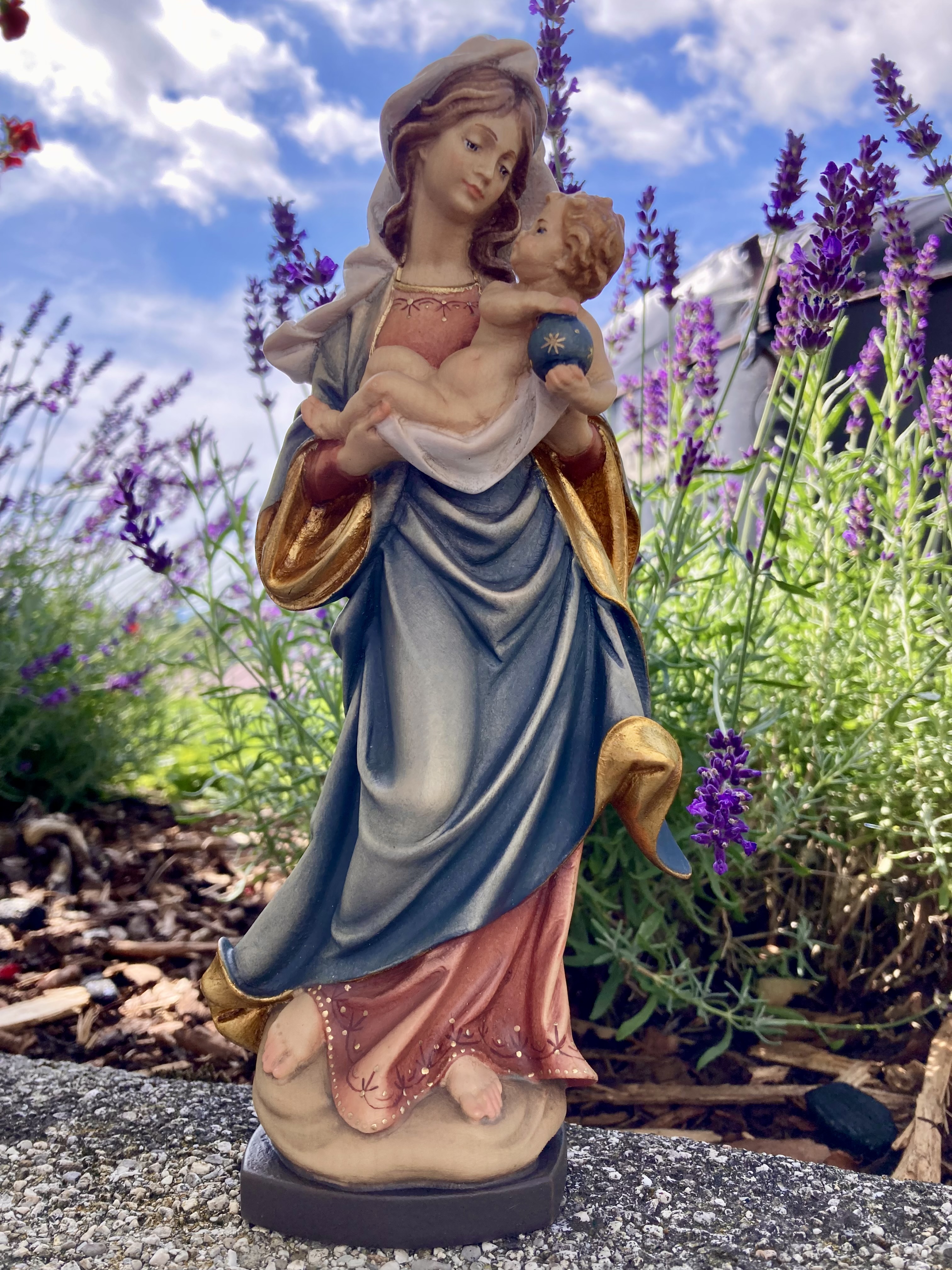 Wooden Mary with child, 60 cm
