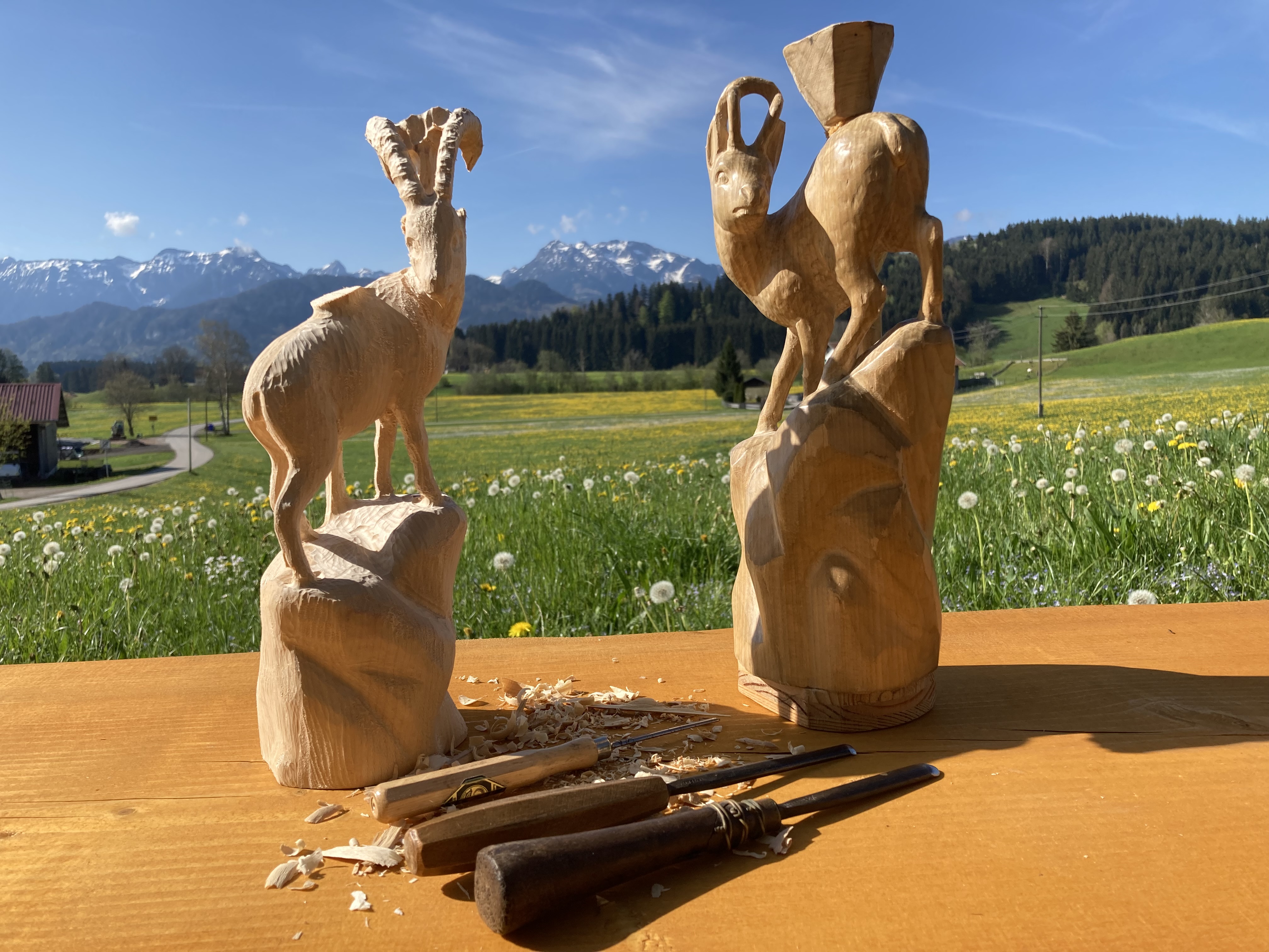 Steinbock, Rohling zum Schnitzen in 32 cm