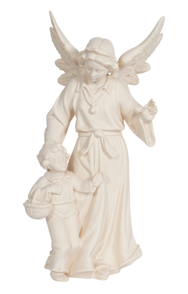 Schutzengel mit Bub / Junge bzw. Erzengel Raphael aus Holz geschnitzt