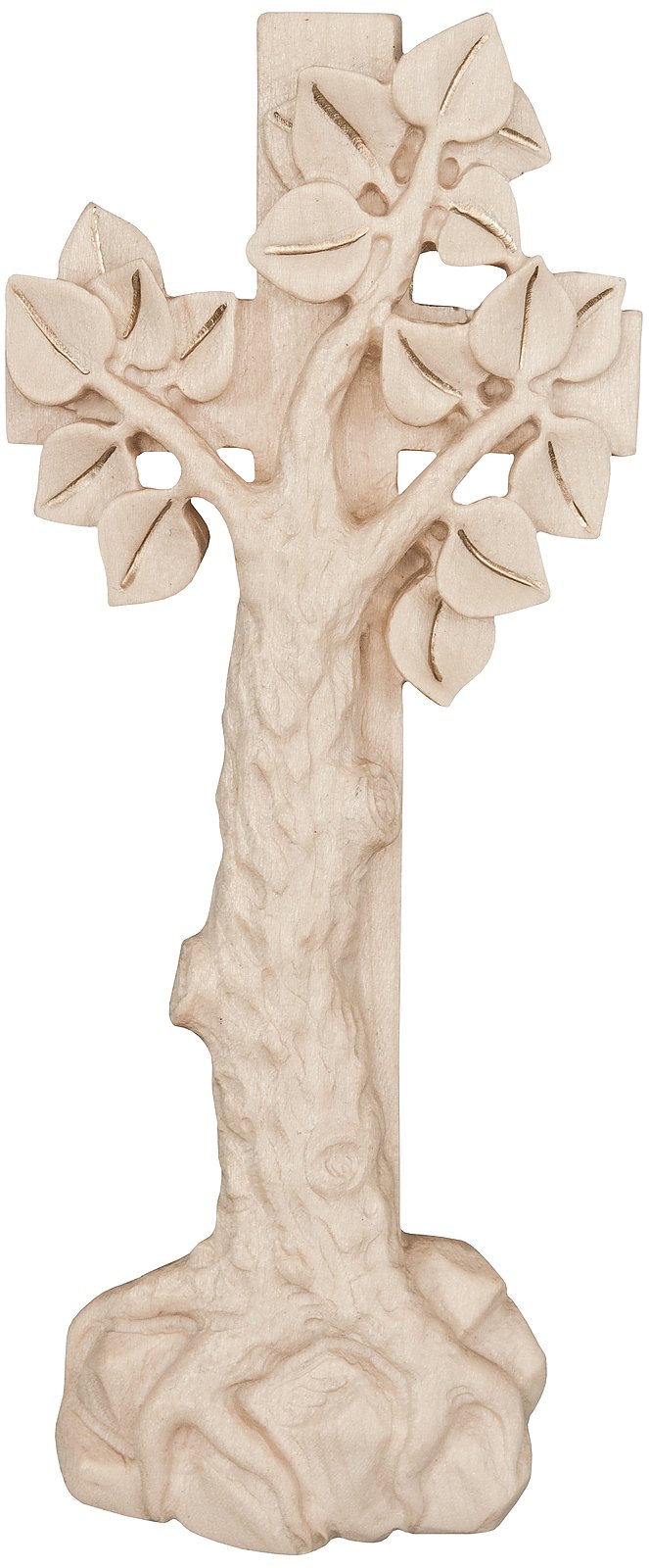 Kreuz mit Lebensbaum, aus Holz geschnitzt