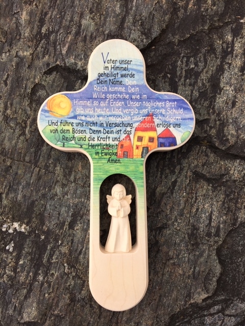 Kinderkreuz aus Holz mit Gebet, Vater unser