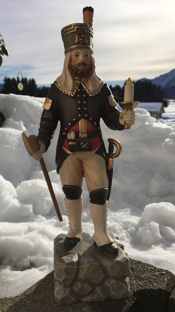 Annaberger Obersteiger Holzfigur geschnitzt, 29 cm