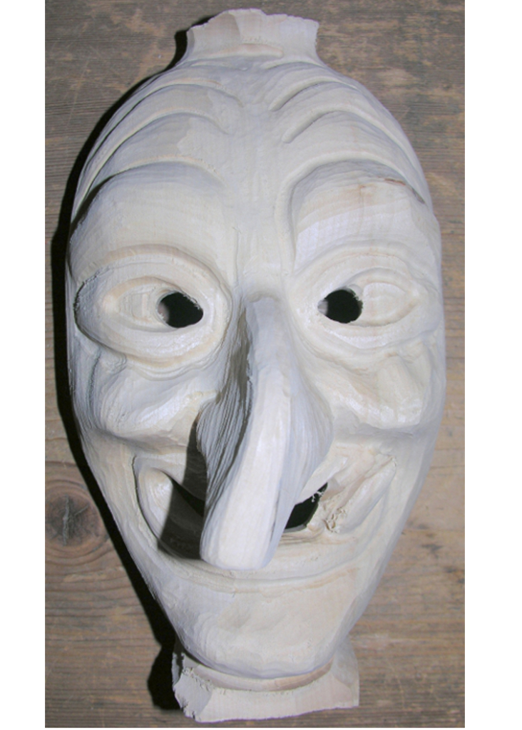 Hexenmaske Walpurgis, Holzrohling zum selber Schnitzen
