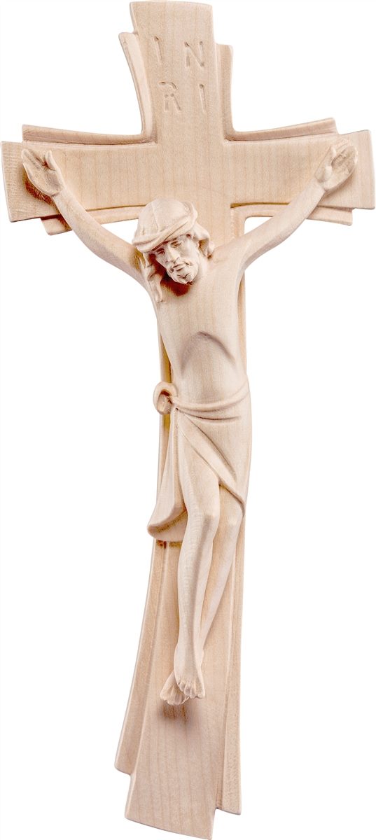 Christus am Kreuz modern, aus Holz geschnitzt