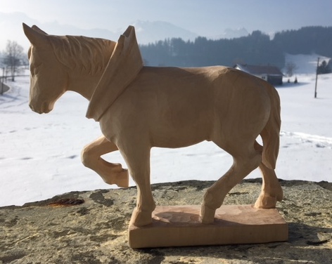 Zugpferd links, 24 cm Rohling zum Schnitzen