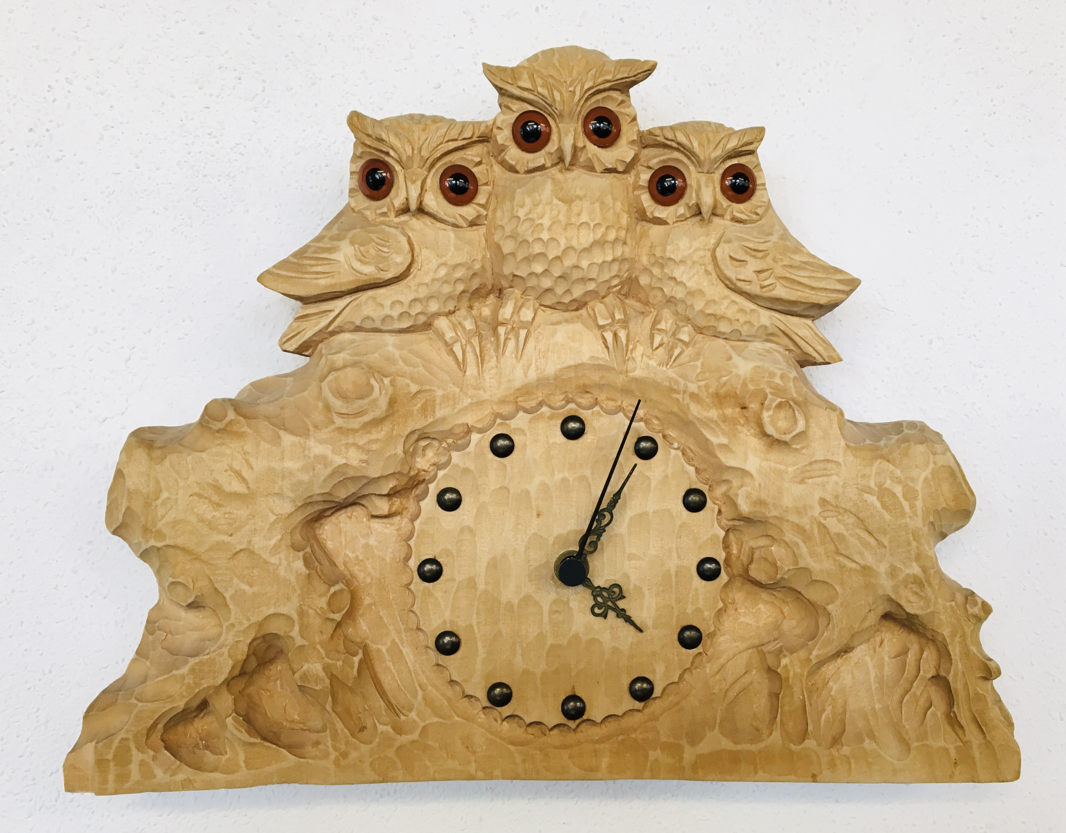 Uhr mit Eulen, Rohling zum Schnitzen