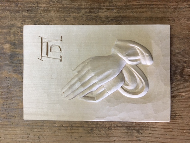 Relief Dürerhände, Holzrohling zum Schnitzen