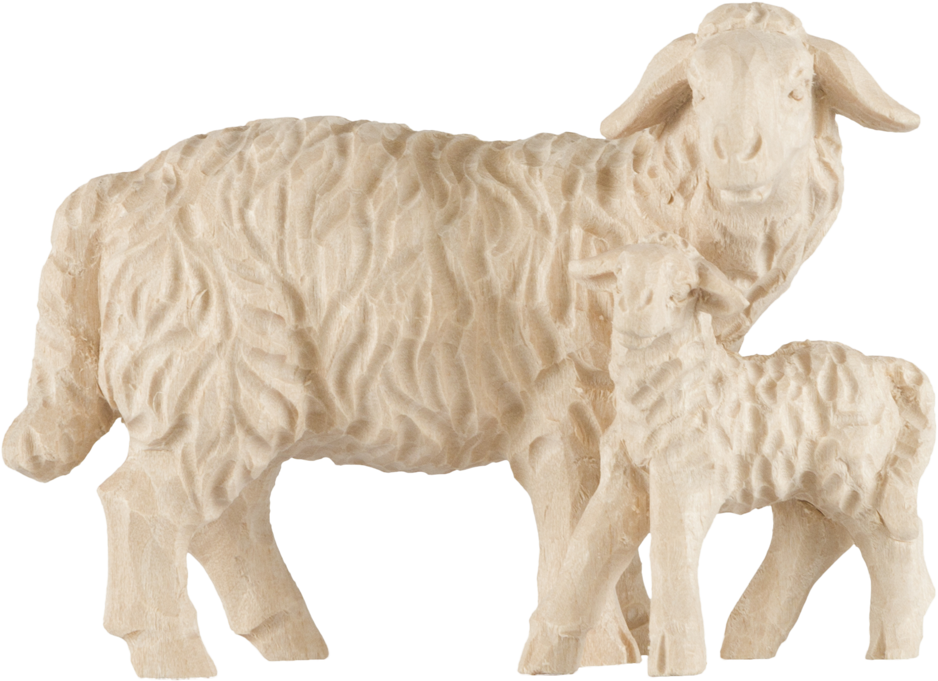 Schafgruppe stehend handgeschnitzt, Allgäu-Krippe
