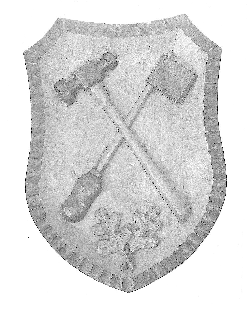 Relief Installateur und Klempner Wappen, Schnitzrohling, 38 cm
