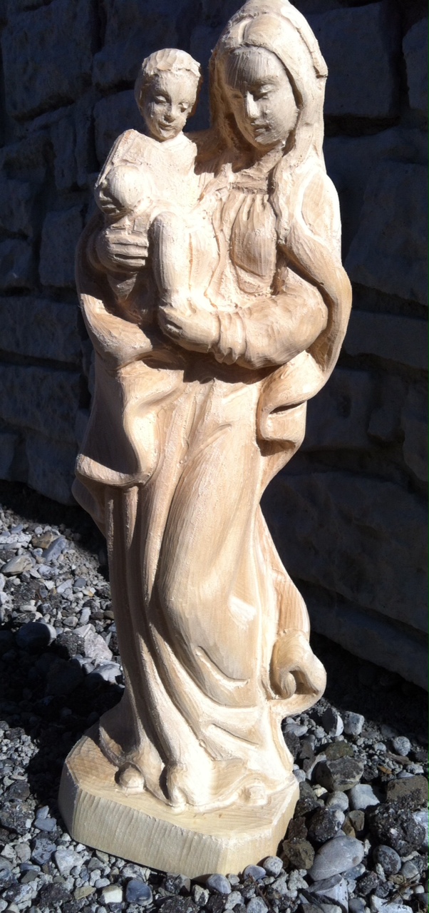 Allgäuer Madonna, Holzrohling zum Schnitzen