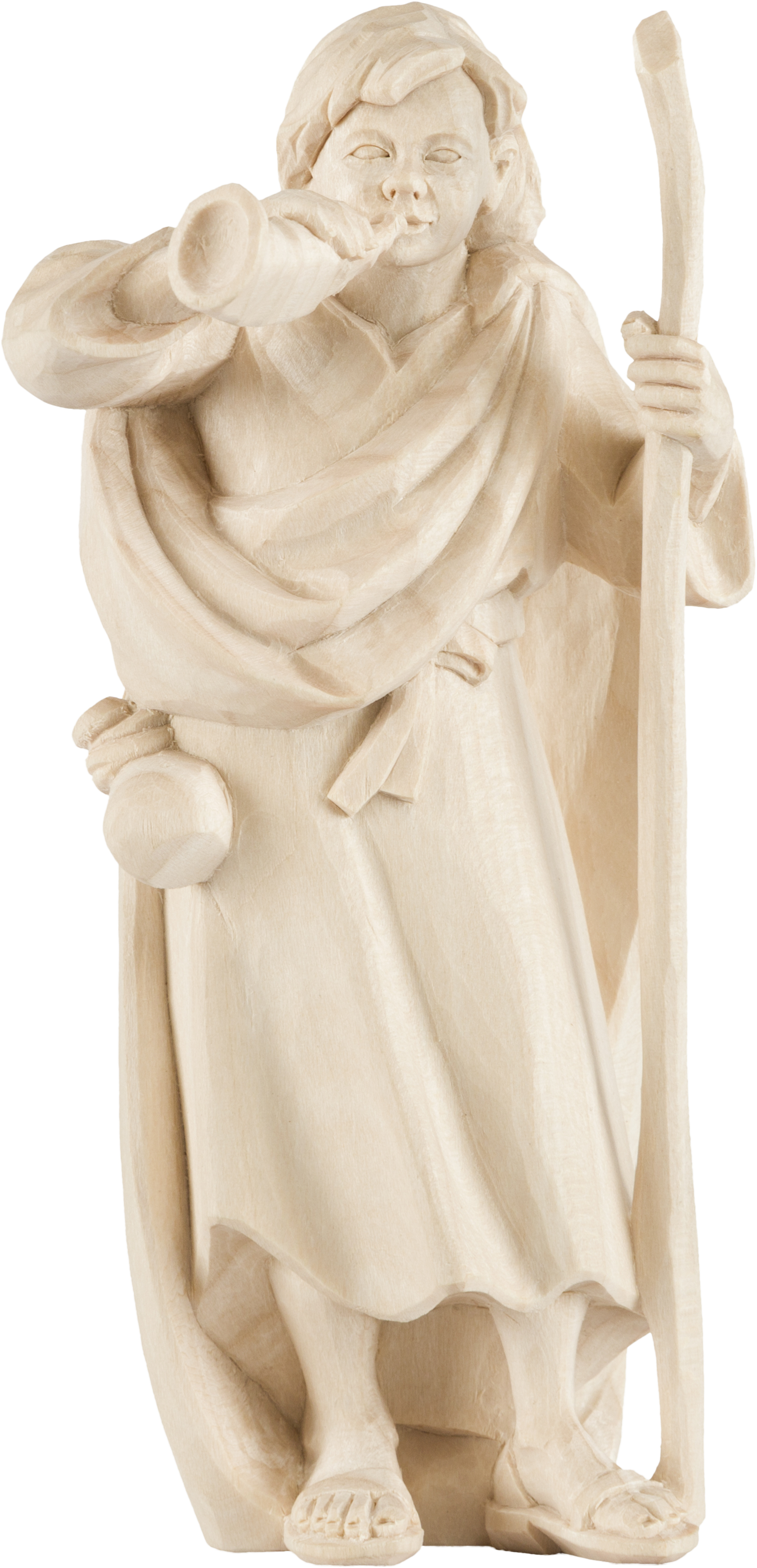 Allgäu Krippe 12 cm feingefräst: Hirte mit Horn