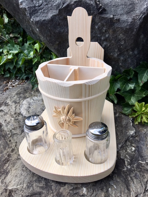 Besteckbehälter / Besteckfass aus Holz