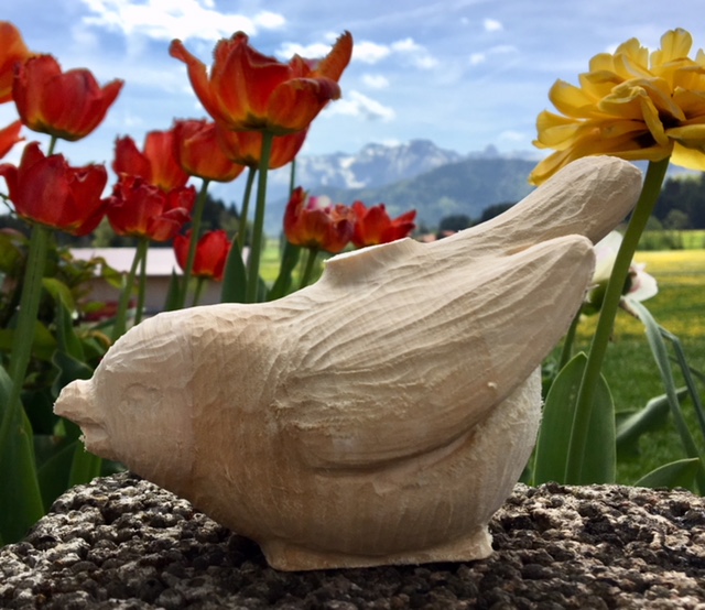 Dompfaff, 15 cm, Schnitzrohling Vogel