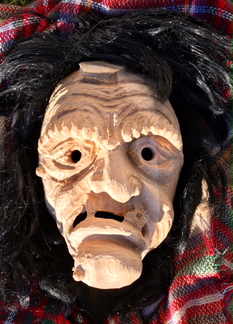 Hexenmaske Schrumpeldei, Holzrohling zum selber Schnitzen