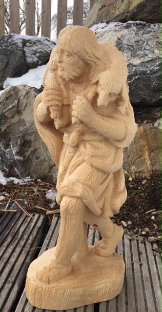 Hirte mit Schaf 17 cm, Holzrohling zum Schnitzen