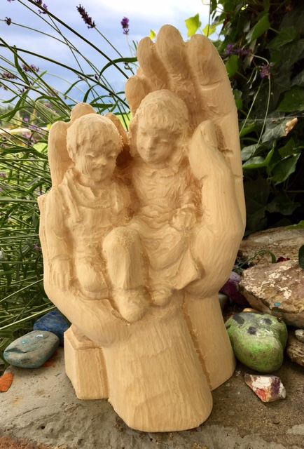 Geborgenheit der Kinder, Holzrohling zum Schnitzen, 25 cm