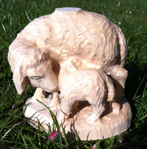 Schafgruppe stehend 17 cm, Holzrohling zum Schnitzen