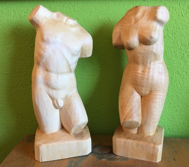 männlicher Torso, Rohling zum Schnitzen
