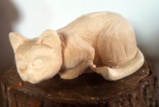Lurking cat, wooden blank