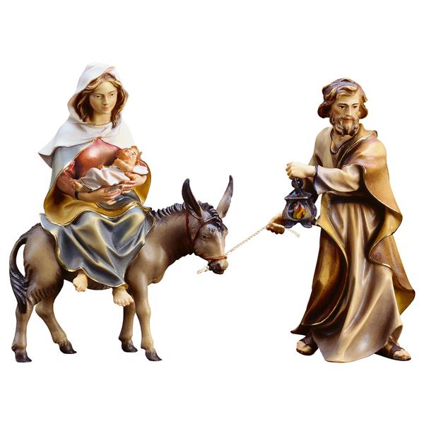Flucht nach Ägypten mit Kulisse, holzgeschnitzt, Figuren 15 cm