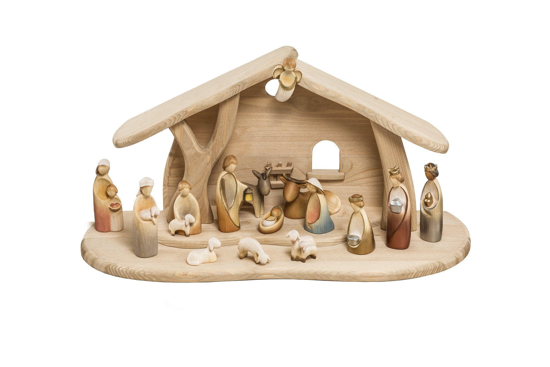 Kurt S. Adler Weihnachtskrippe – 9-teiliges Set In Gold & Weiß | Größen 5,1–17,5 Cm | Aus Harz & Mica