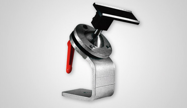 Schnitzhalterung mit Kugelgelenk u. Einspannvorrichtung